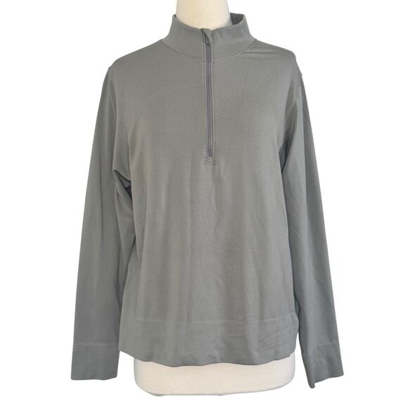 LULULEMON Swiftly Relaxed Half Zip Long Sleeve Top Size 12 Gull Grey/White - Picture 3 of 12